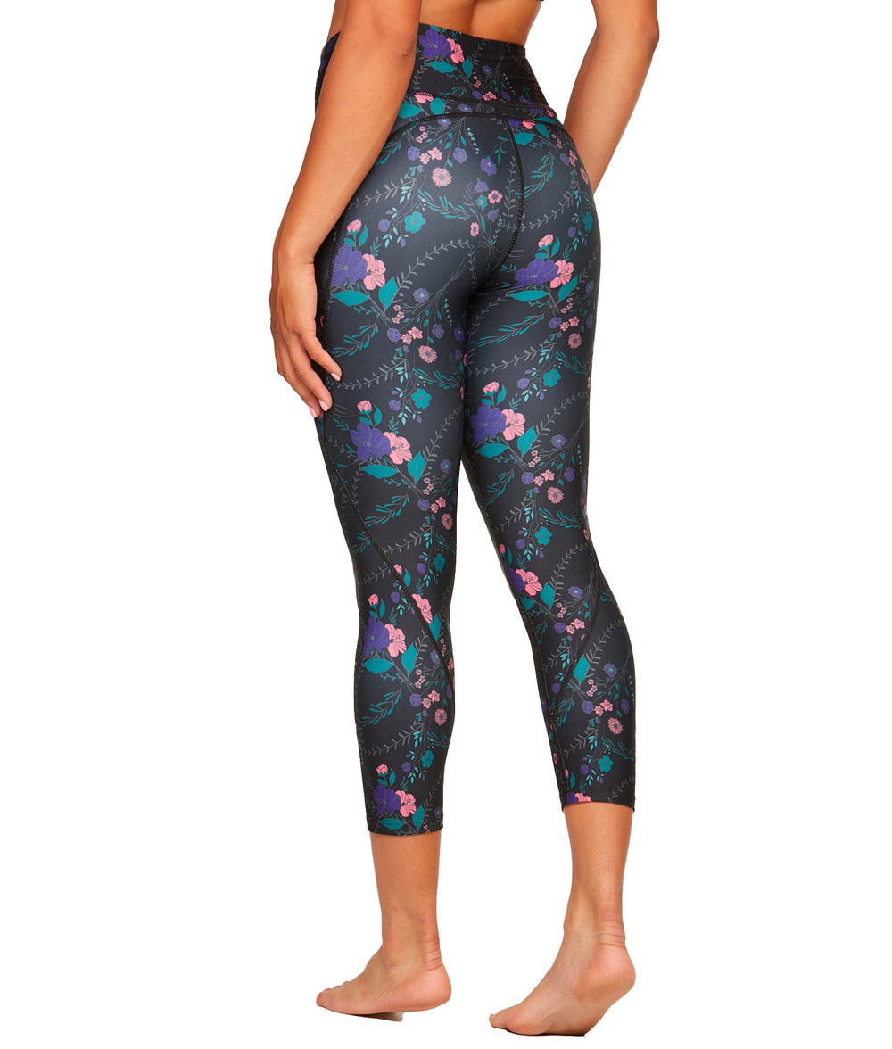 Women's Flowers and Vines Ablaze Recycled Capri Legging
