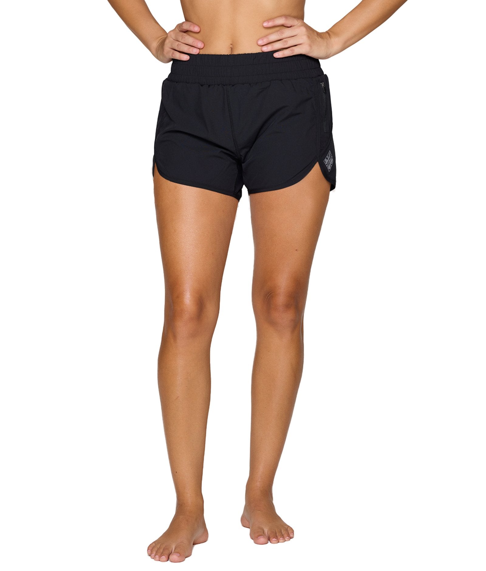 Women's Black Aflame Recycled Running Short with Liner and Pockets