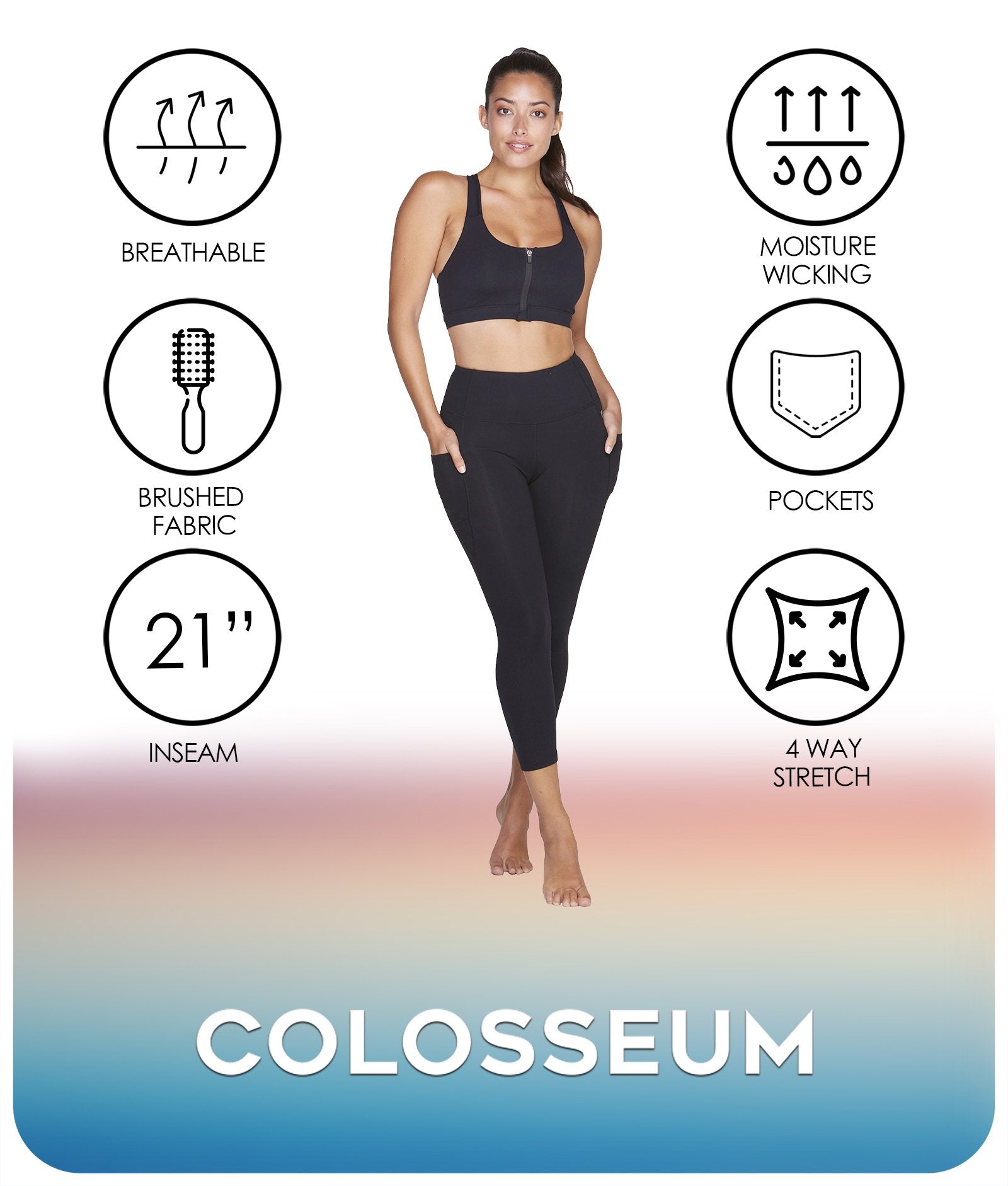Women's Black Allure Capri Legging Features
