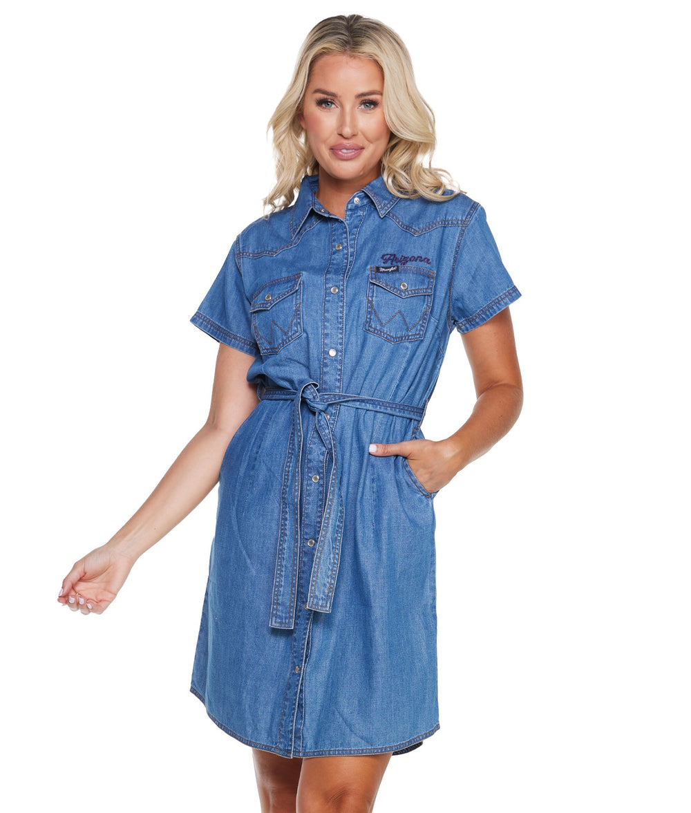 Women's Arizona Wildcats Wrangler Short Sleeve Denim Dress