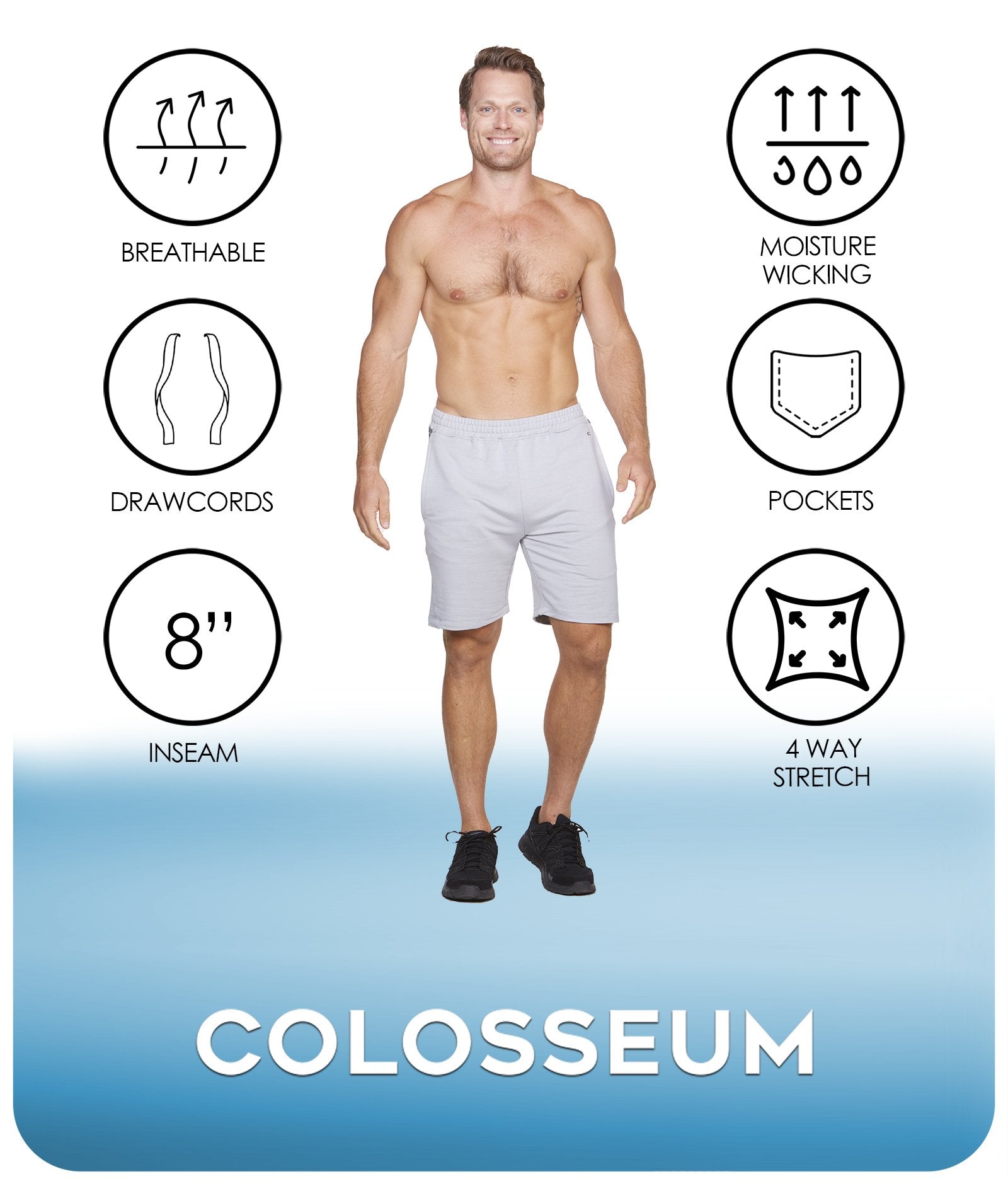 Men's Light Grey Baron Short Features