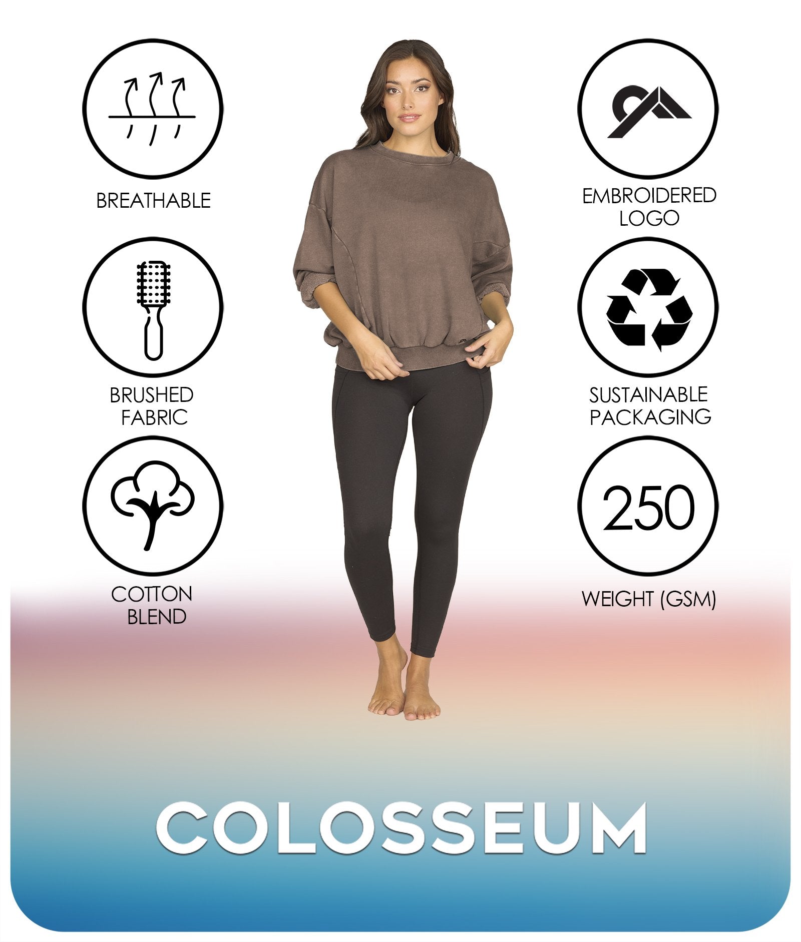 Women's Mocha Belle Washed Dolman Pullover Features