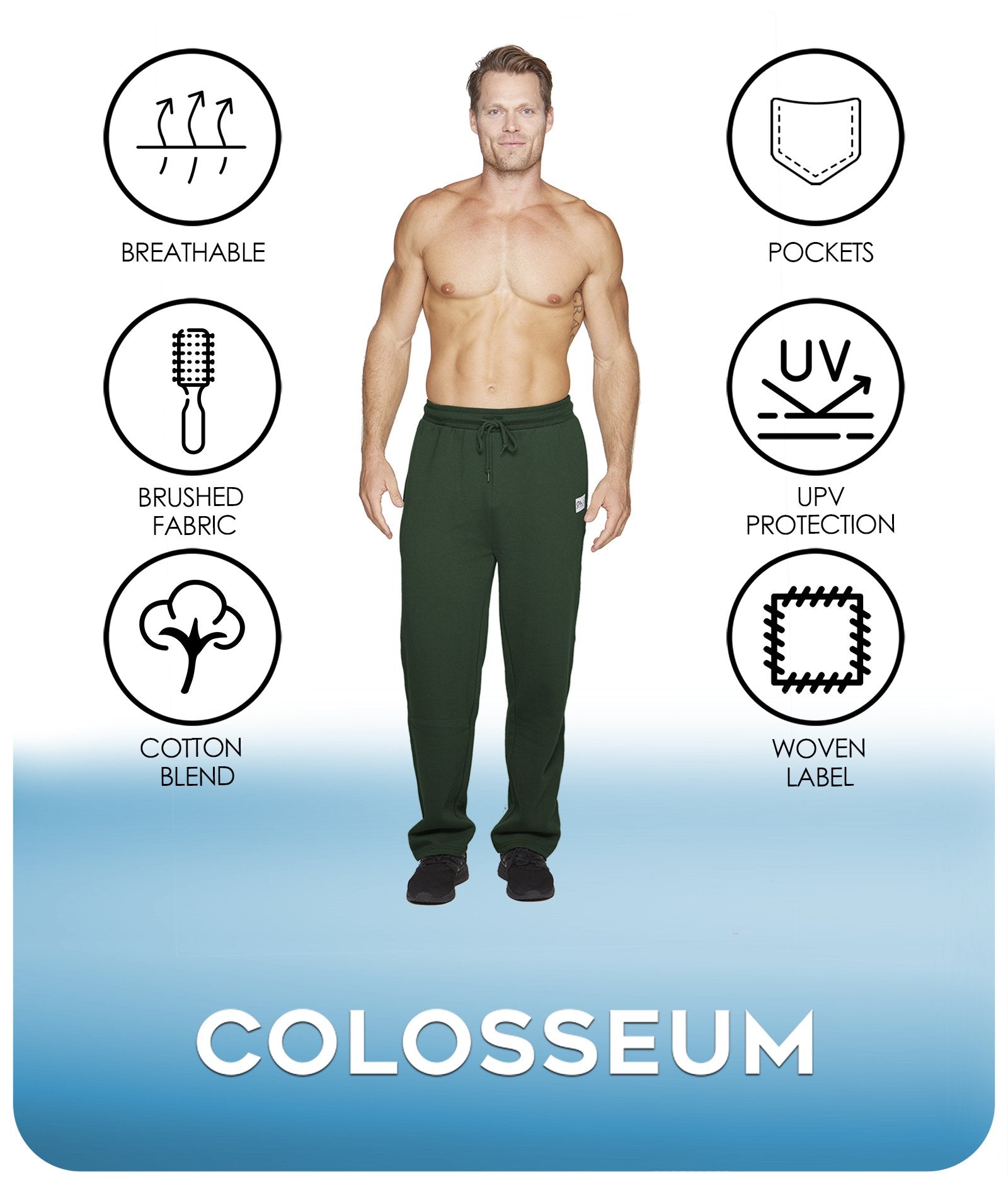 Men's Forest Green Brooks Fleece Sweatpant Features