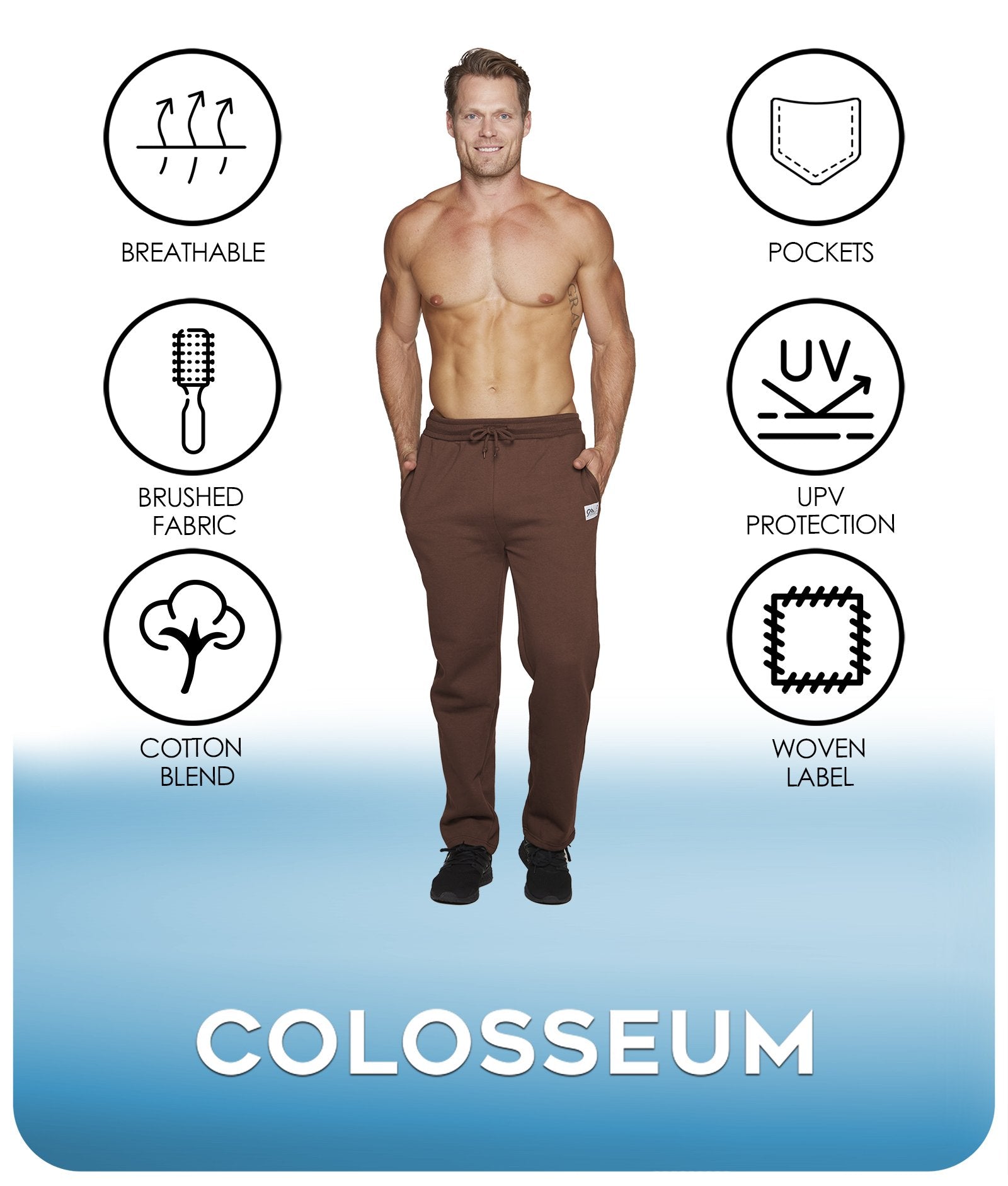 Men's Vintage Brown Brooks Fleece Sweatpant Features