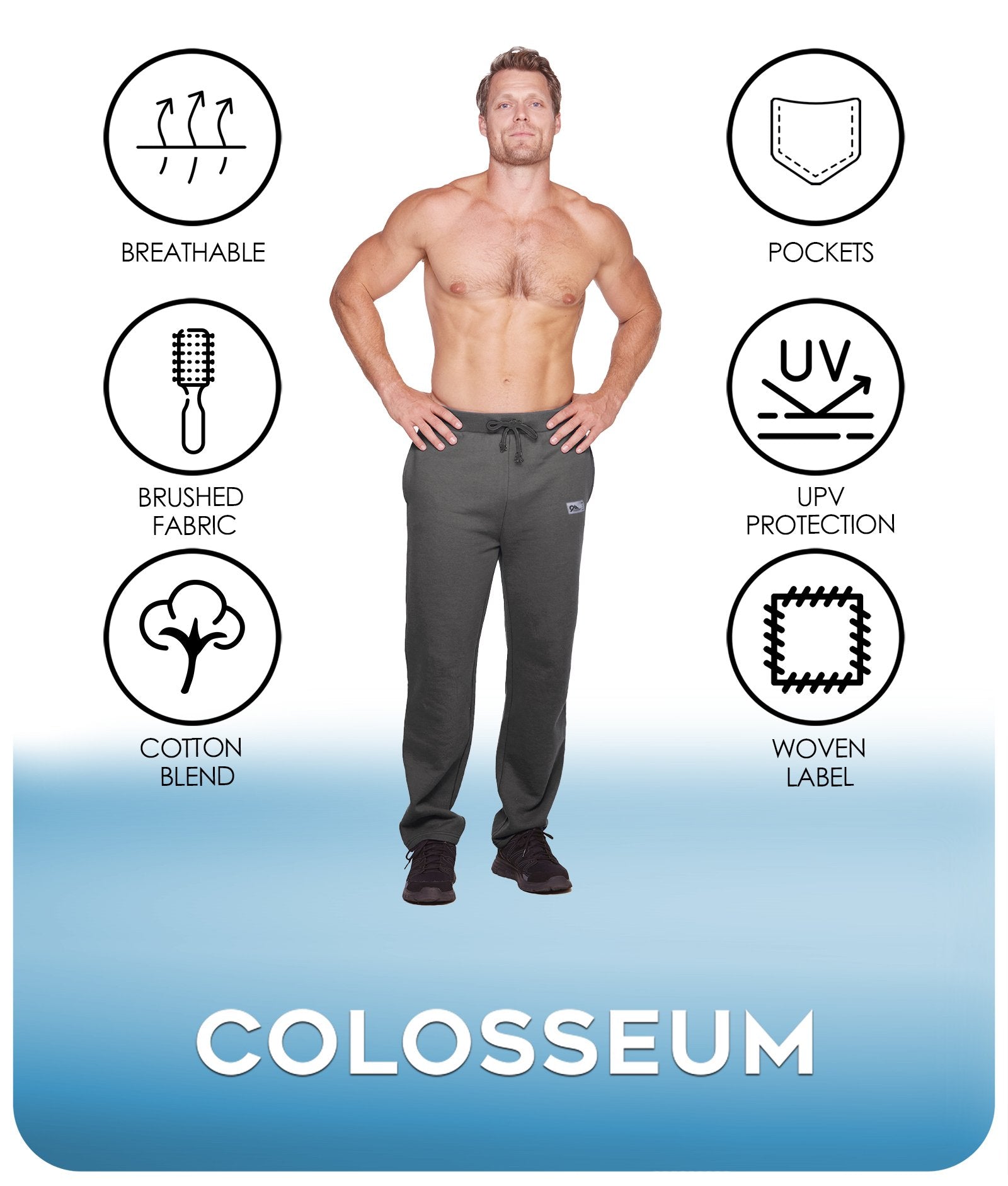 Men's Vintage Charcoal Brooks Fleece Sweatpant Features