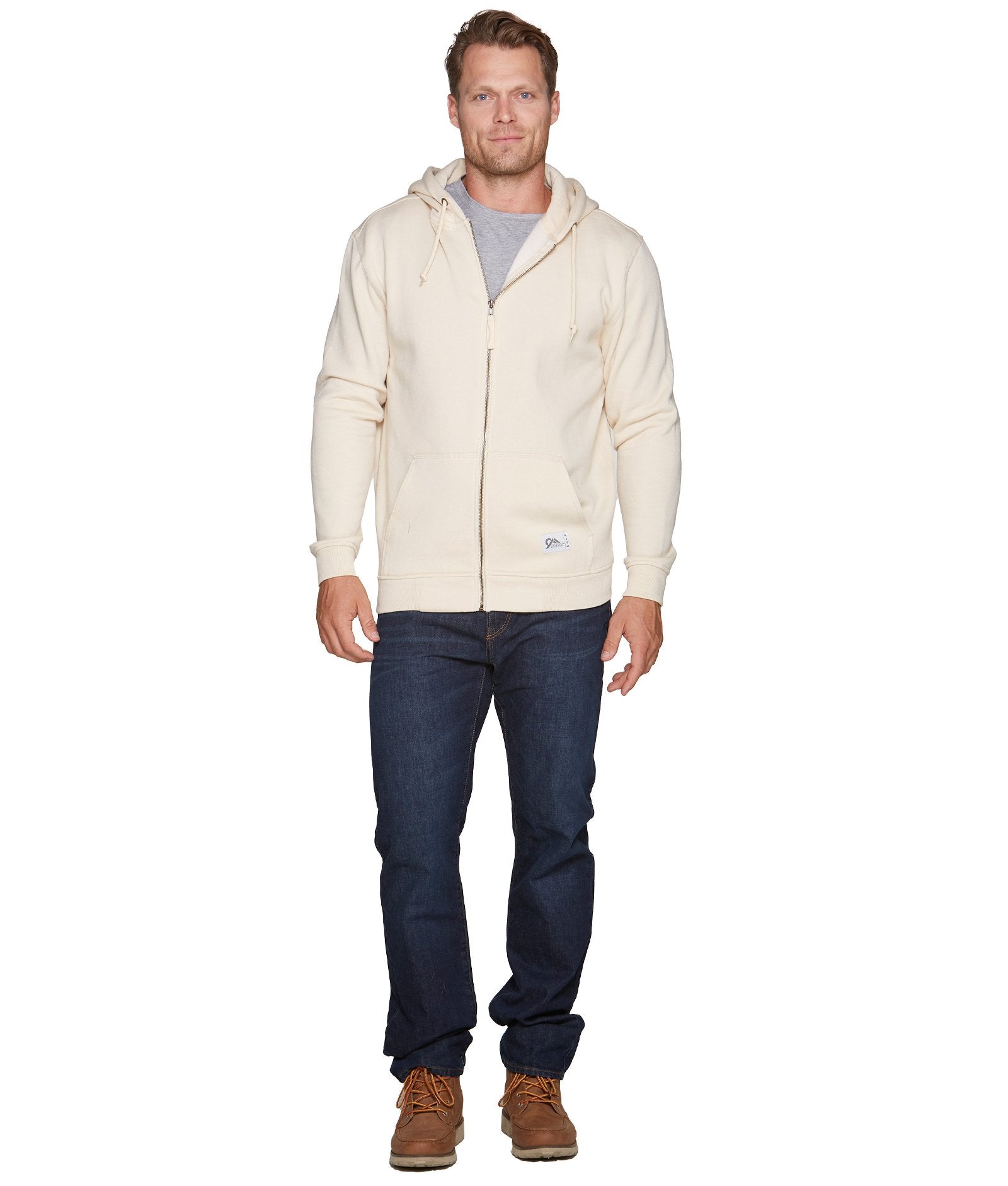 Men's Cream Brooks Full Zip Hoodie