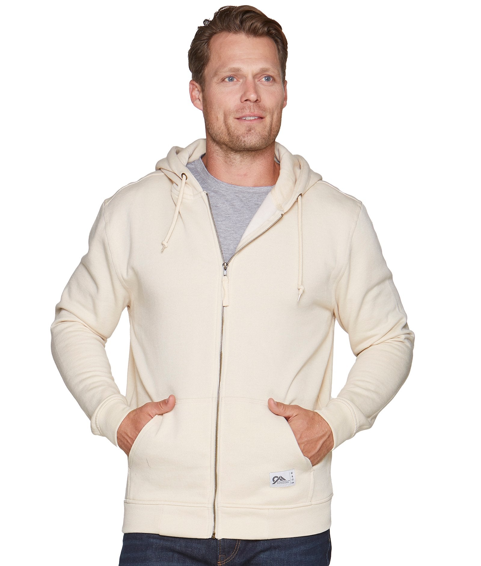 Men's Cream Brooks Full Zip Hoodie