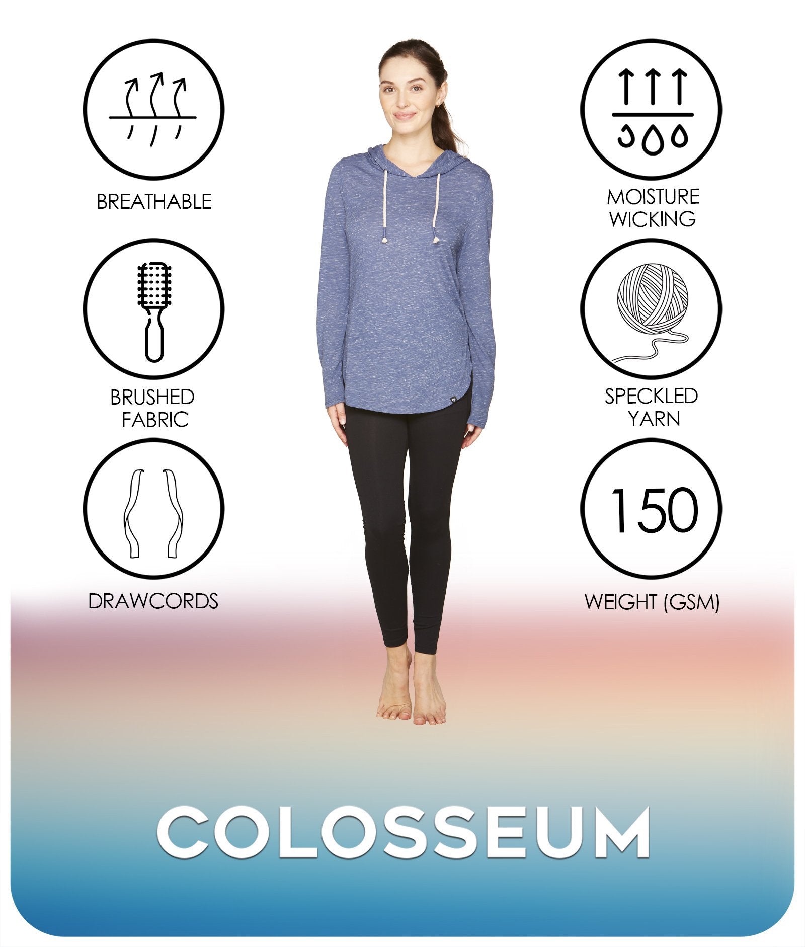 Women's Vintage Indigo Cora Long Sleeve Hooded Tee Features