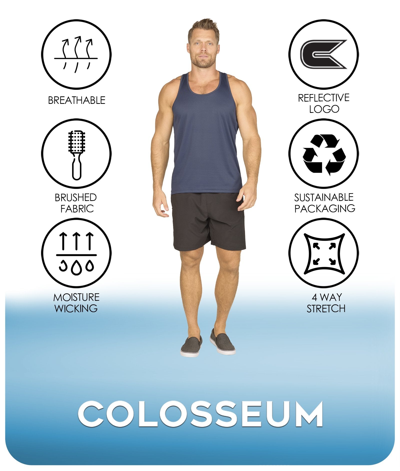 Men's Navy Dale Tank Features