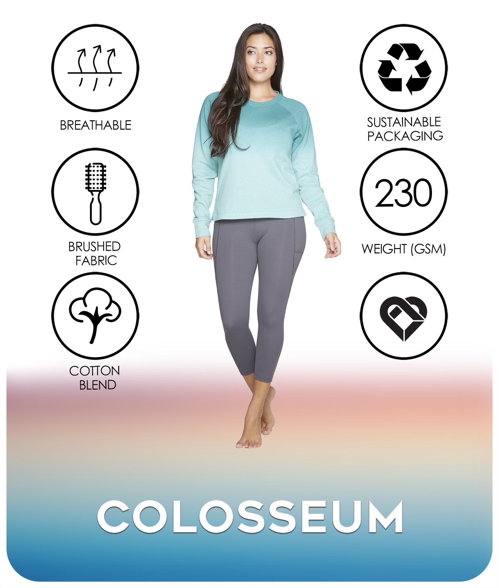Women's Jade Elena Ombre Crewneck Features