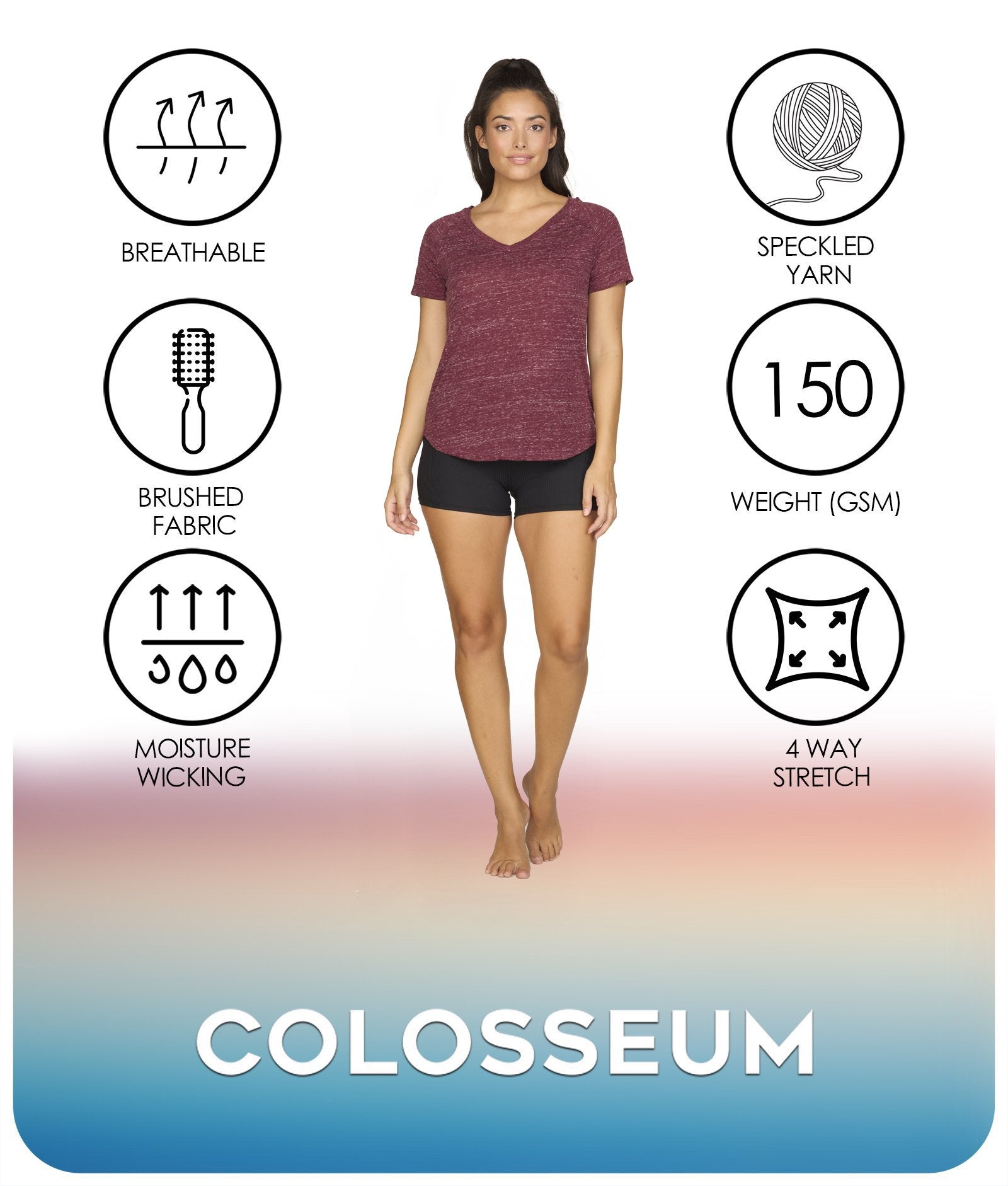 Women's Maroon Gemma Tee Features
