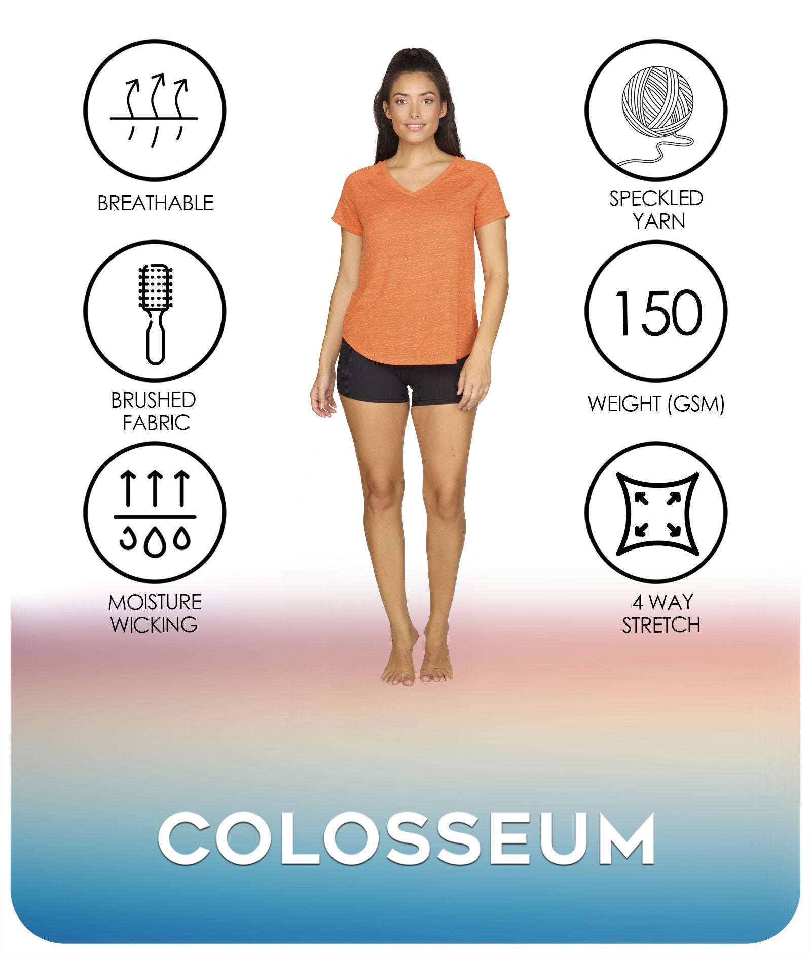 Women's Orange Gemma Tee Features