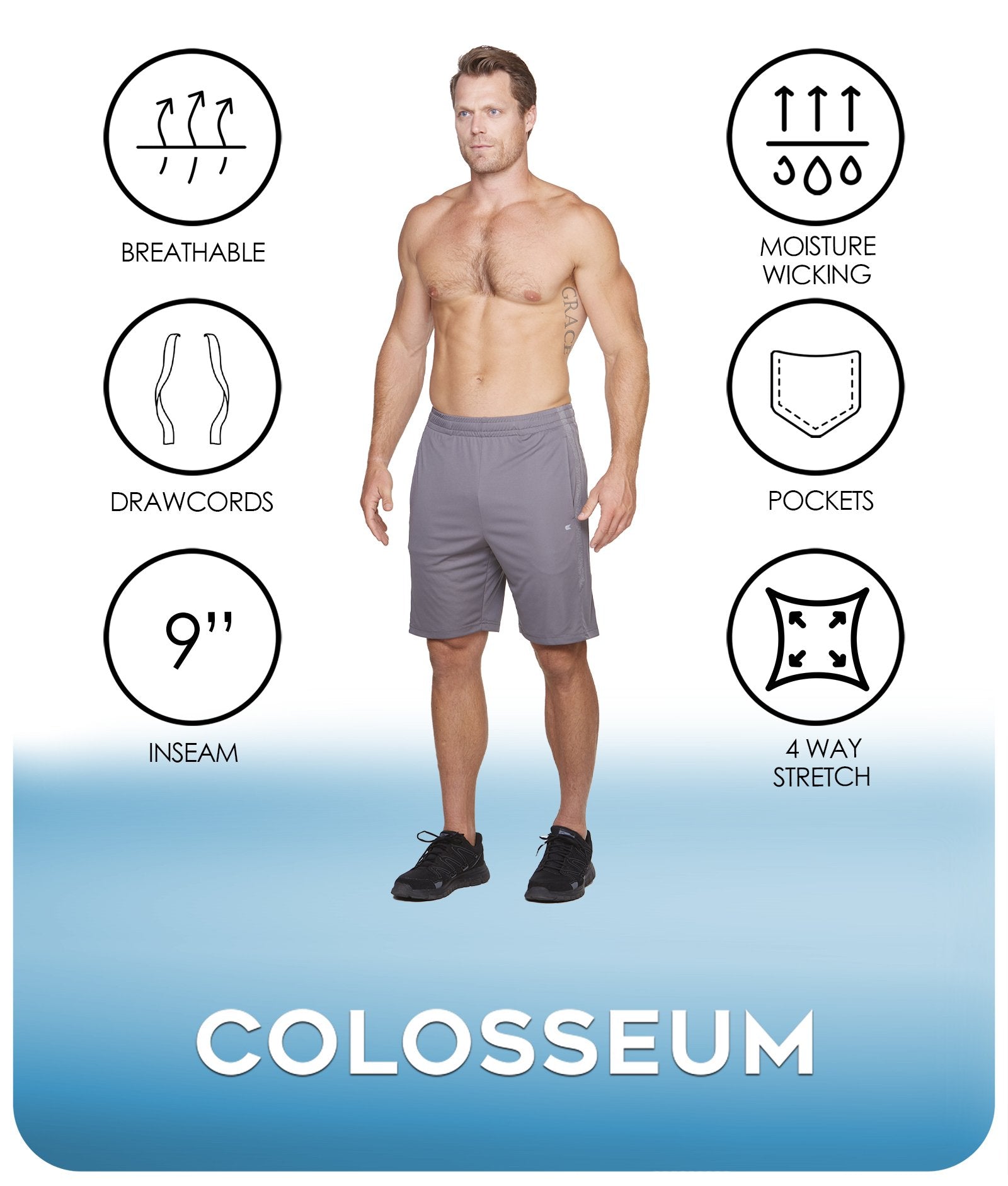 Men's Smoked Pearl Kane Short Features