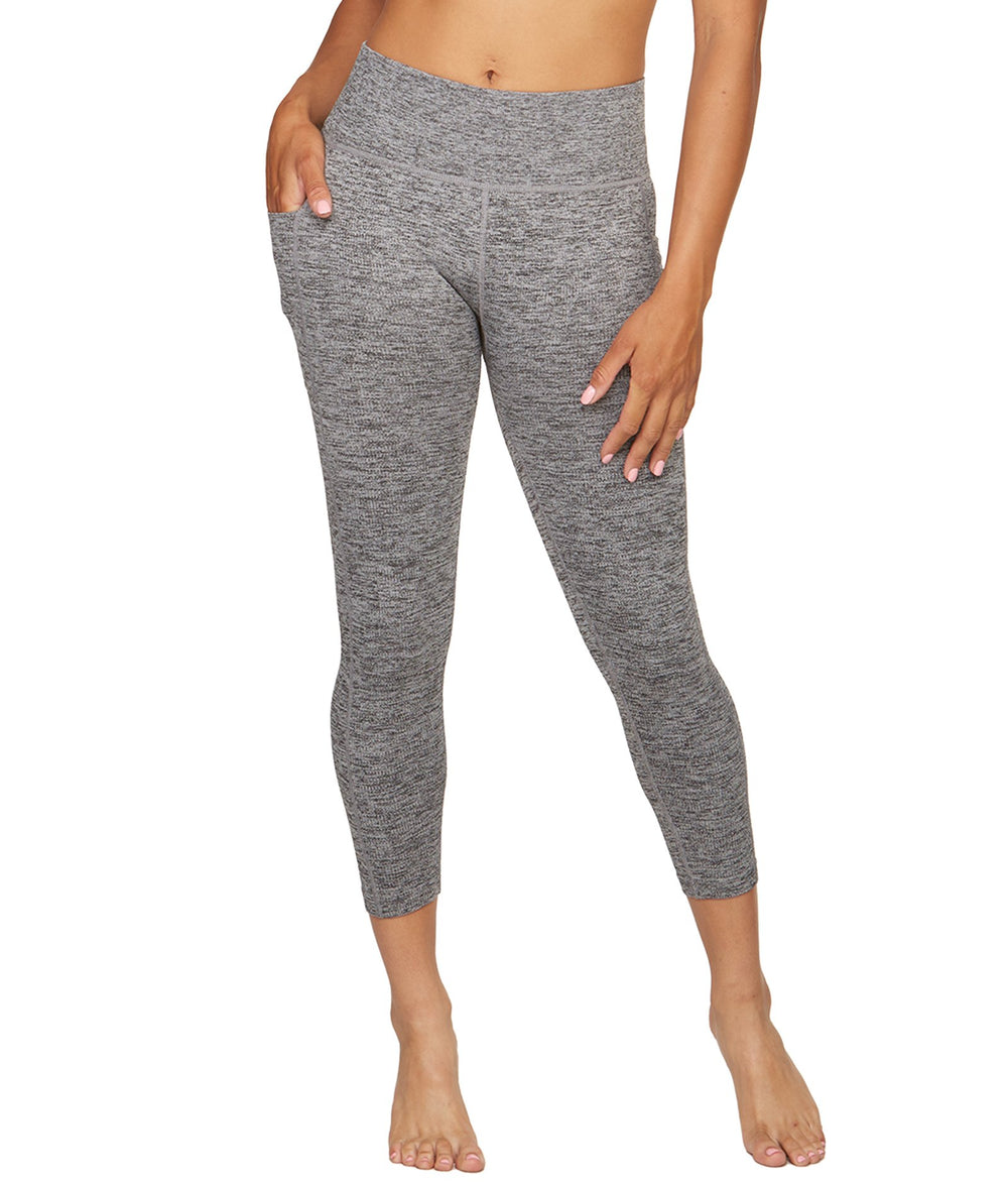 Women's Black Kyla Heathered Seamless Capri Legging