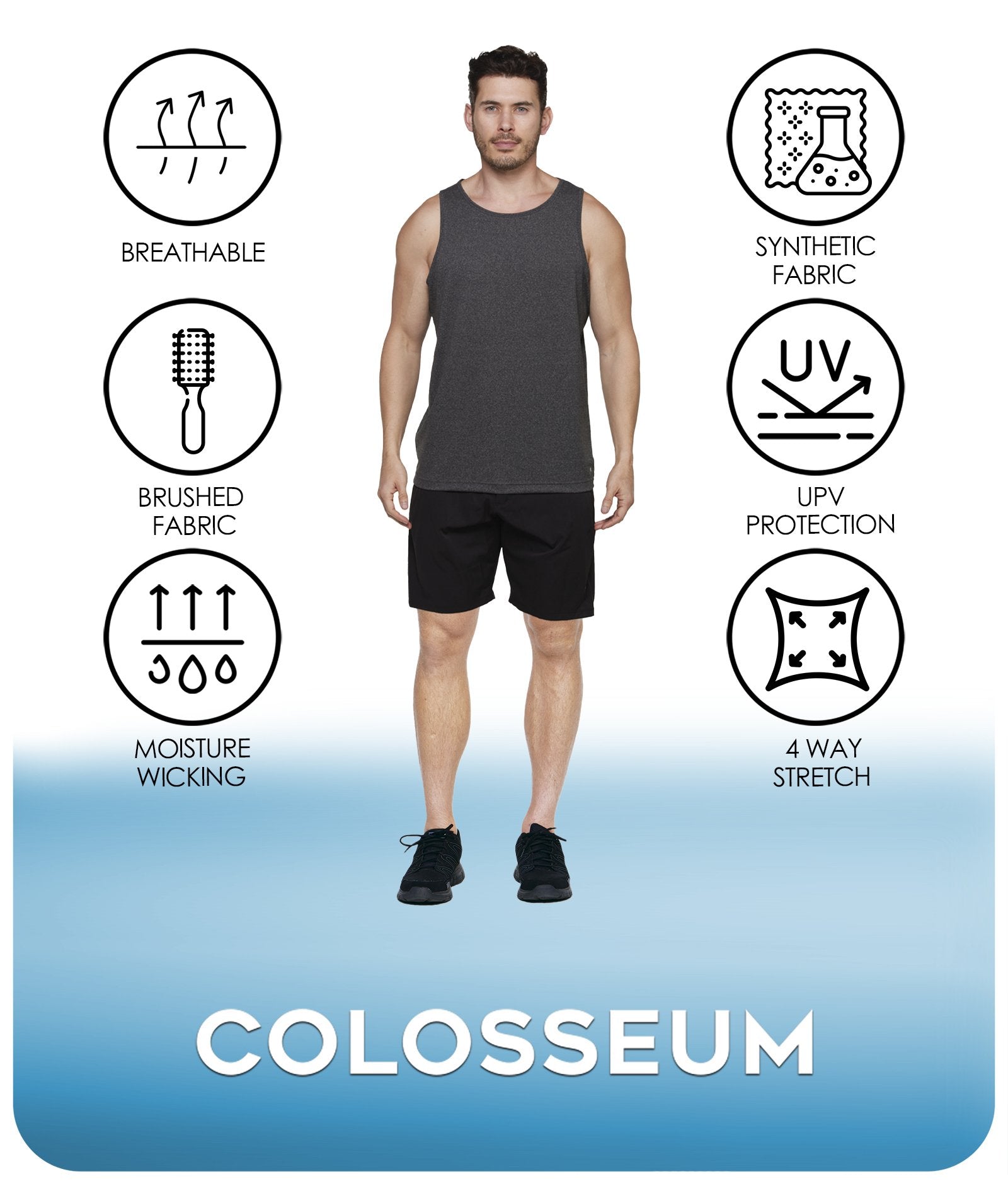 Men's Heather Black Lifting Tank Top Features