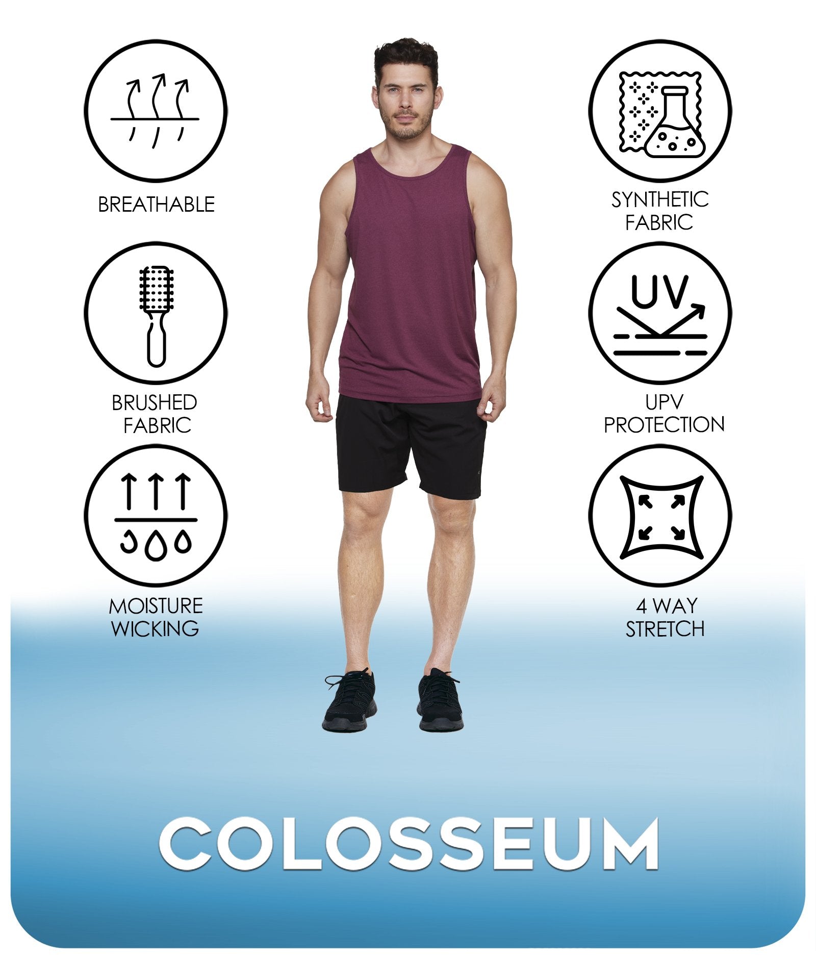 Men's Maroon Lifting Tank Top Features