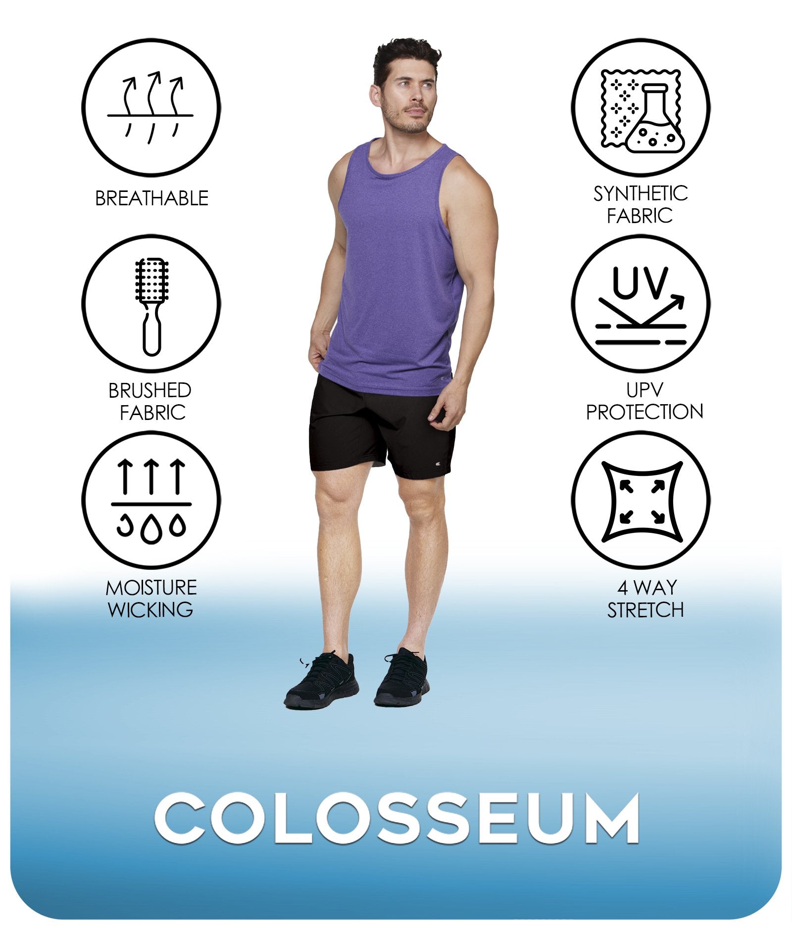 Men's Purple Lifting Tank Top Features