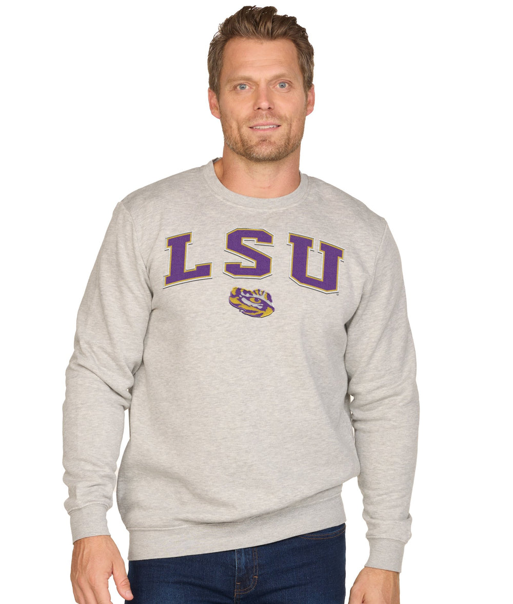Men's Heather Grey LSU Tigers Campus Crewneck