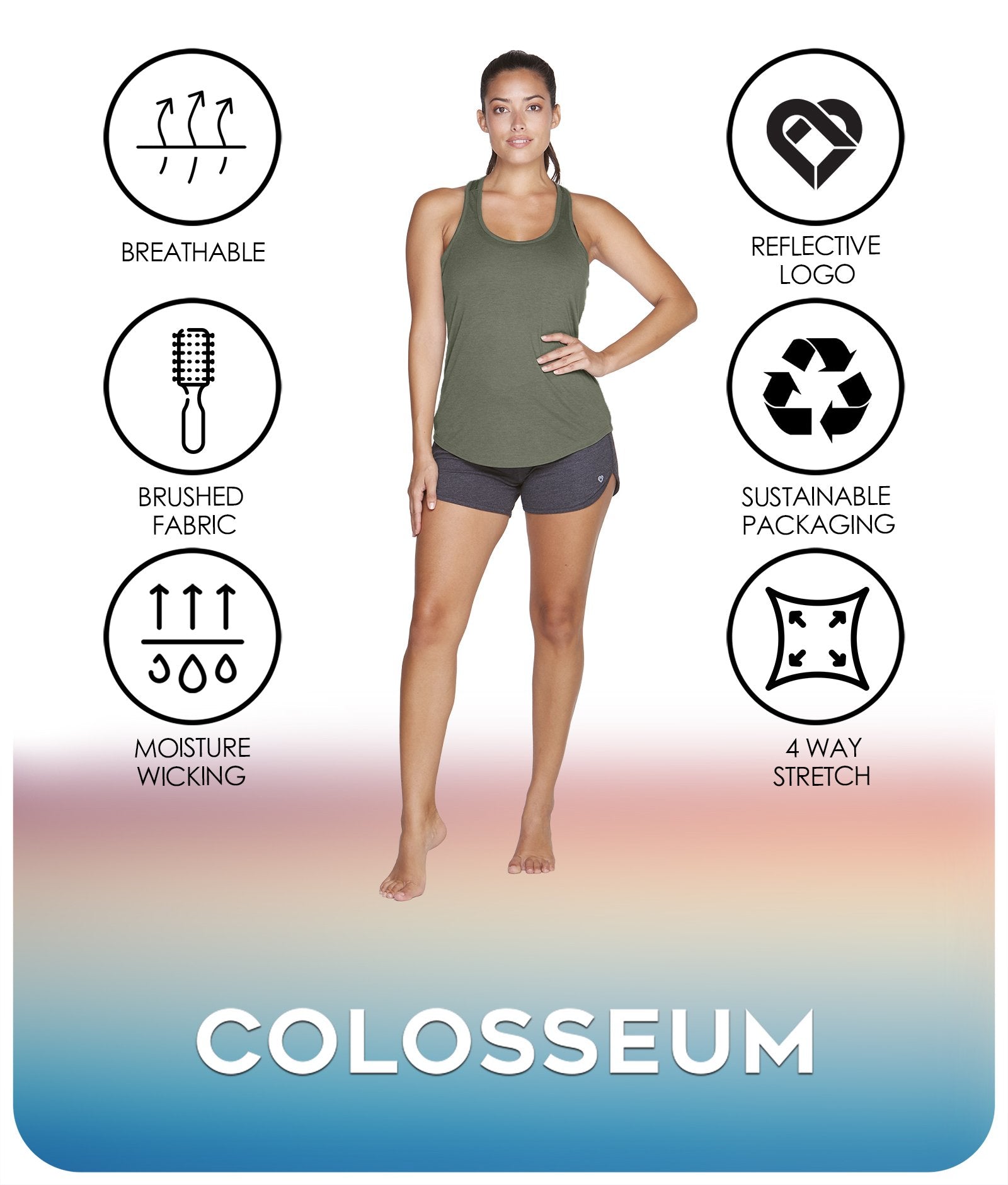 Women's Dark Olive Mila Racerback Tank Features