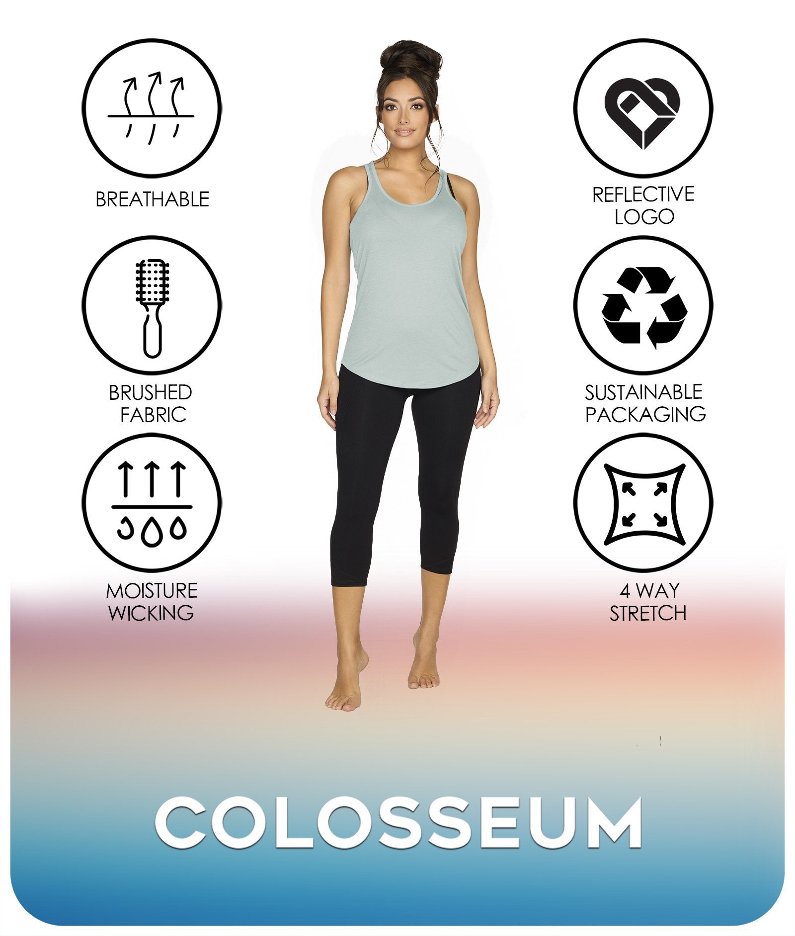 Women's Iceberg Green Mila Racerback Tank Features