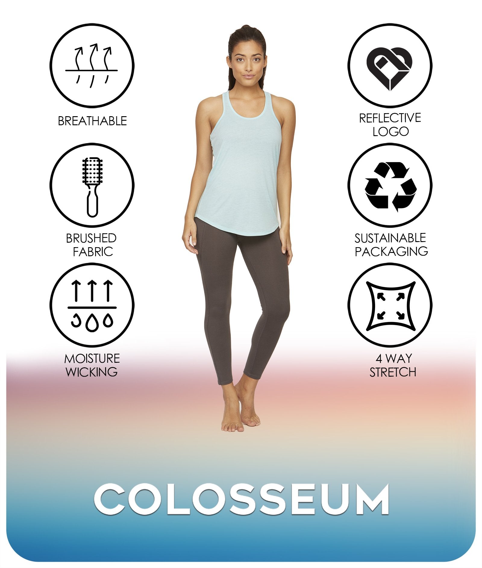 Women's Robin's Egg Mila Racerback Tank Features