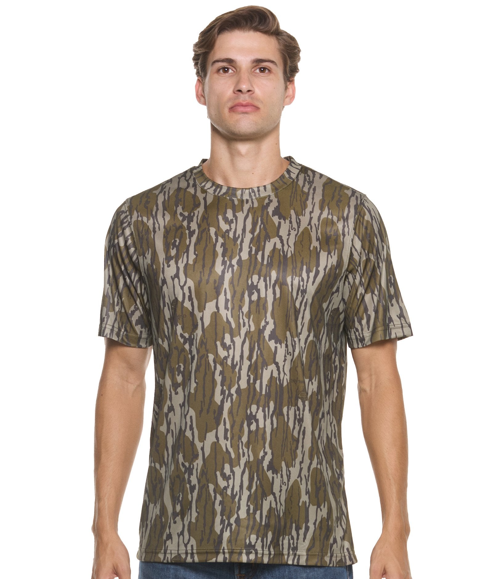 【KOOLOSET】Pigment Camo Applique Short Sleeve T-Shirt XL Camo Appling Short Sleeve Cotton T-Shirt By Undefined