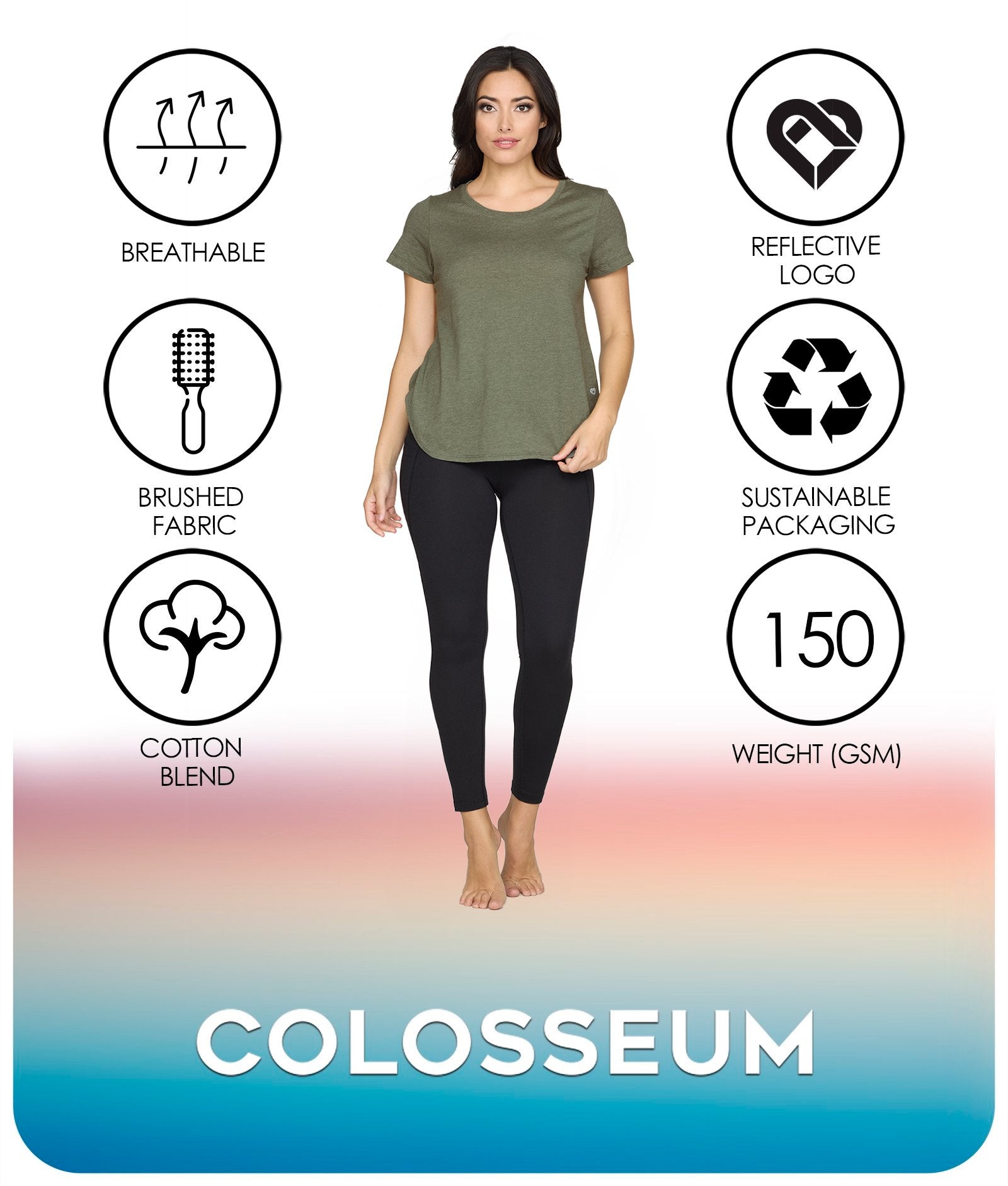 Women's Dark Olive Myla Tee Features