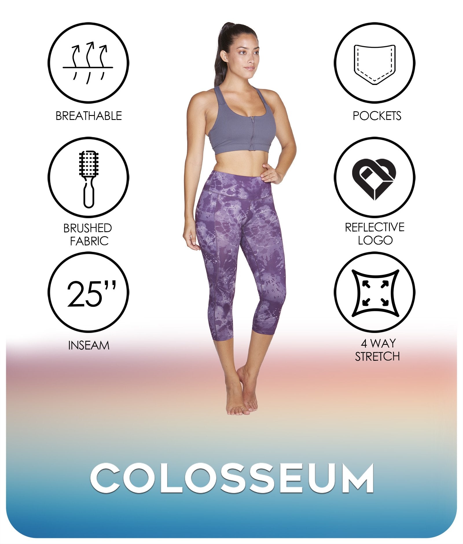 Women's Ice Dye Nadia Capri Leggings Features