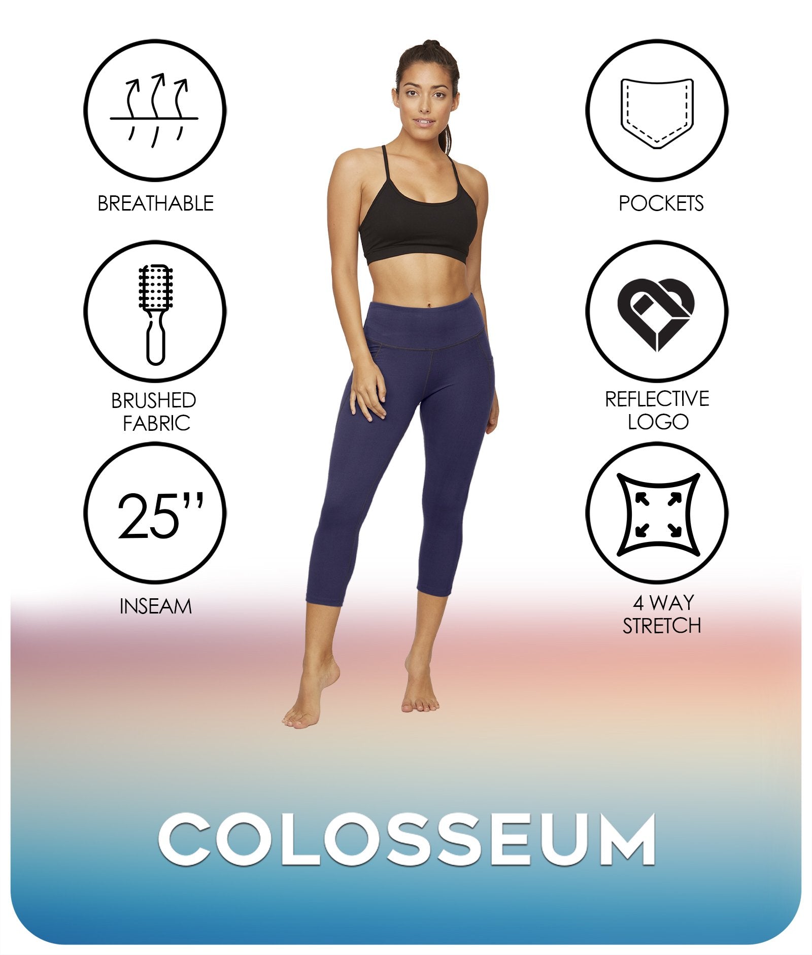 Women's Navy Nadia Capri Leggings