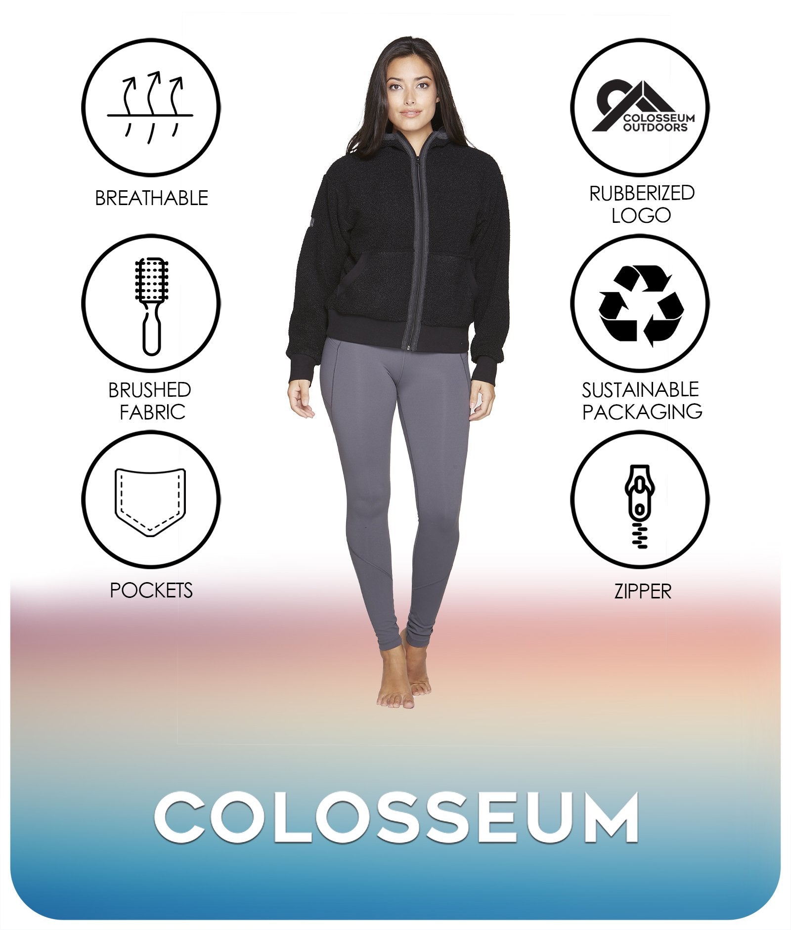 Women's Black Nia Sherpa Jacket Features