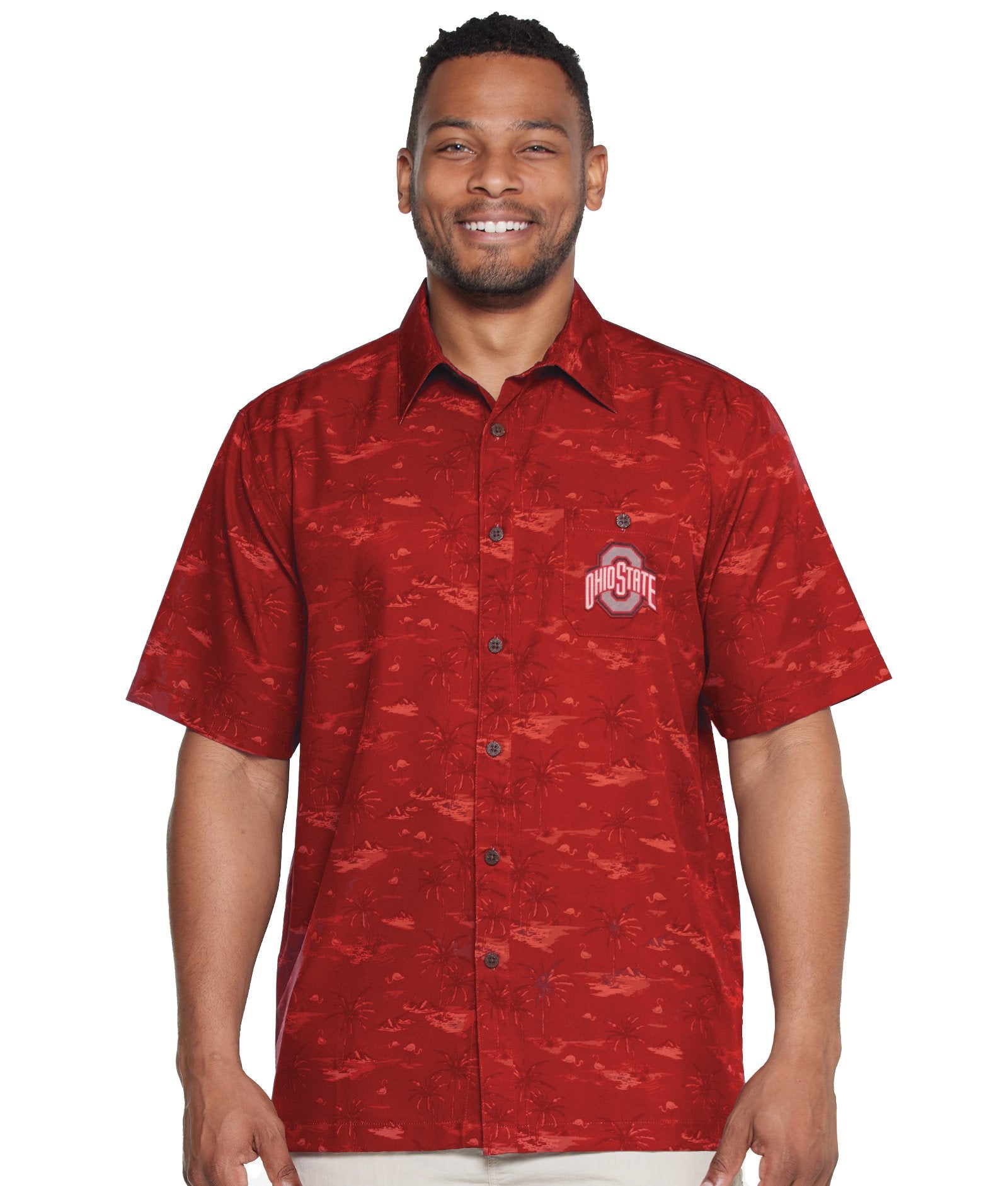 ohio state dress shirt Cutter & Buck Ohio State Buckeyes- Easy Care Stretch Oxford Mens Long Sleeve Button Down Shirt in Charcoal