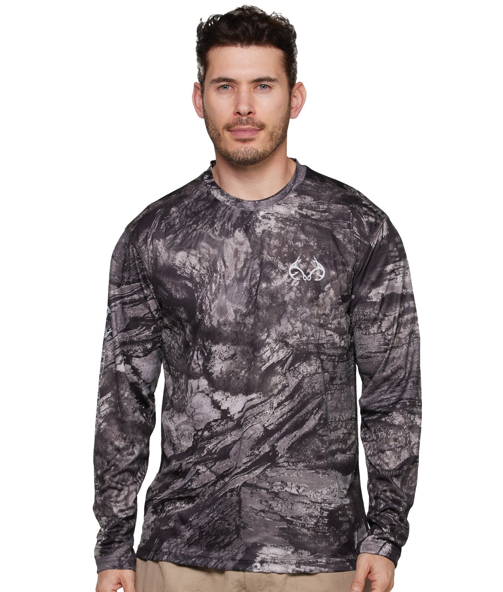 Men's Realtree Aspect Charcoal Gulf Stream Performance Fishing Long Sleeve Tee