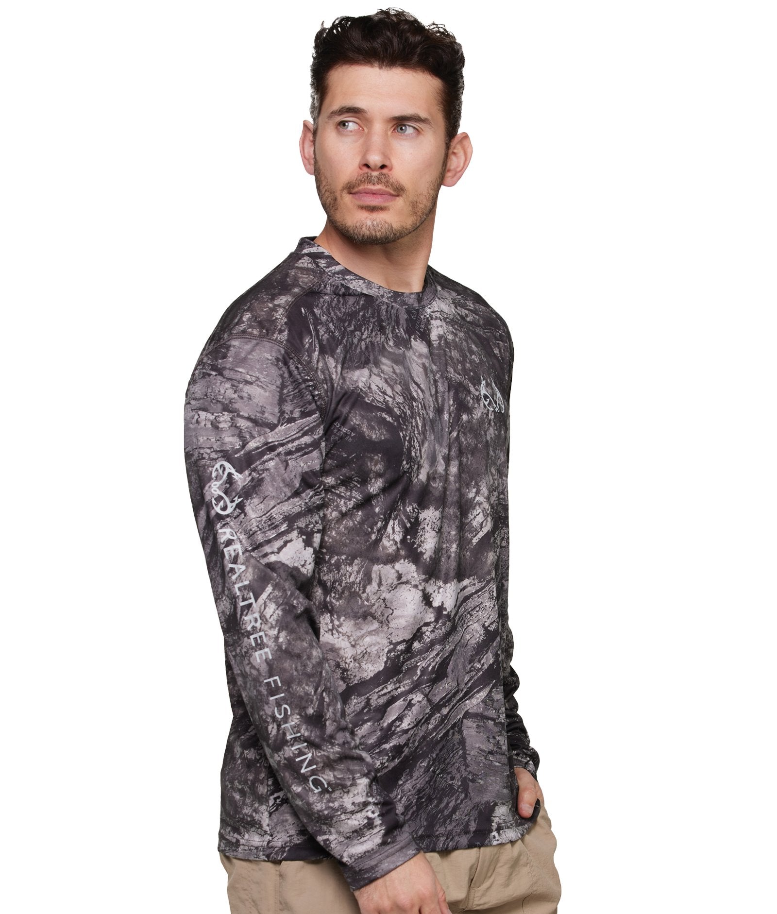 Men's Realtree Aspect Charcoal Gulf Stream Performance Fishing Long Sleeve Tee