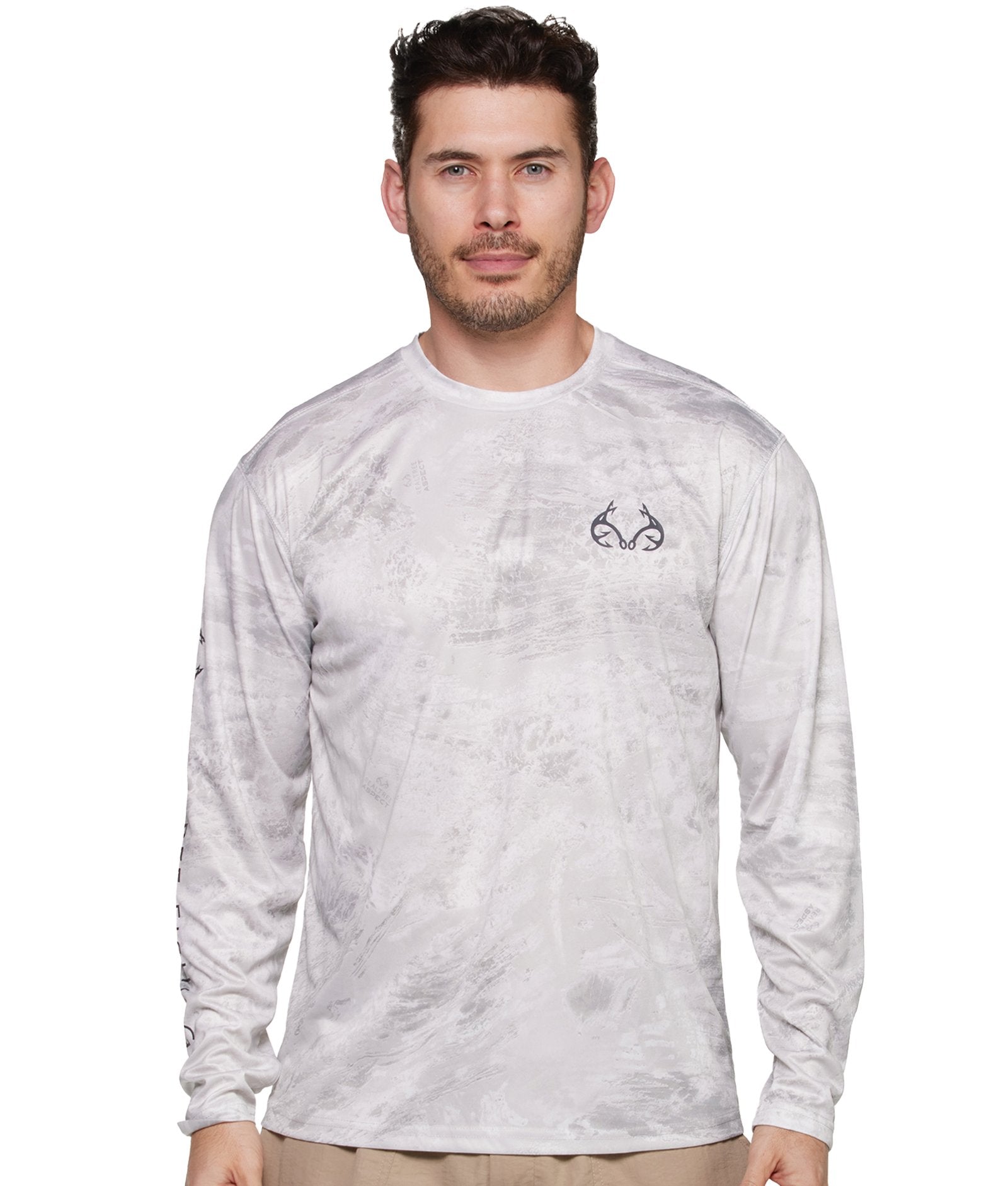 Men's Realtree Aspect Whiteout Gulf Stream Performance Fishing Long Sleeve Tee