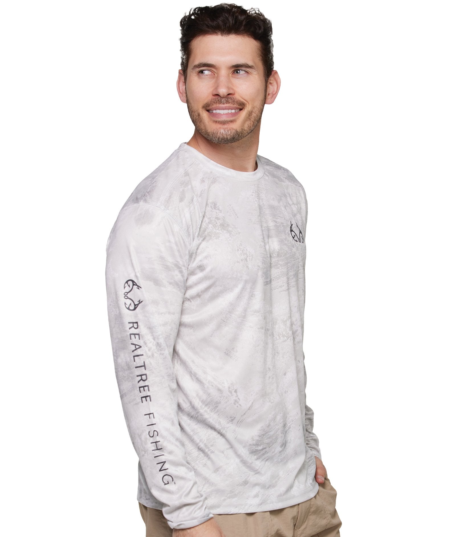 Men's Realtree Aspect Whiteout Gulf Stream Performance Fishing Long Sleeve Tee