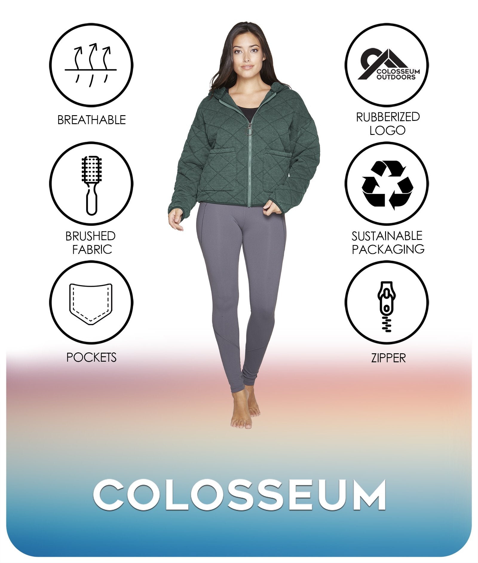 Women's Pine Selene Washed Quilted Jacket Features