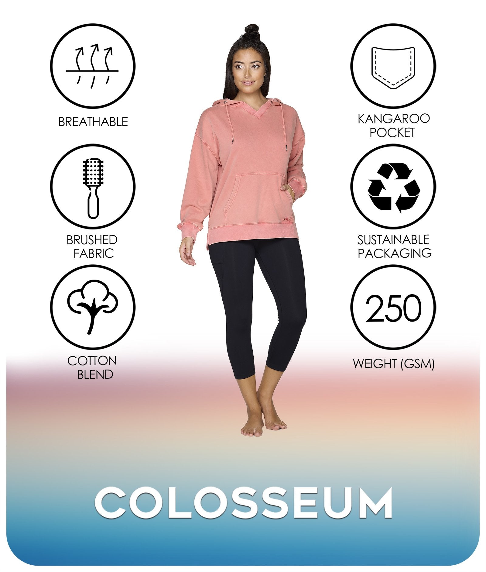 Women's Mineral Red Sia Washed Hoodie Features