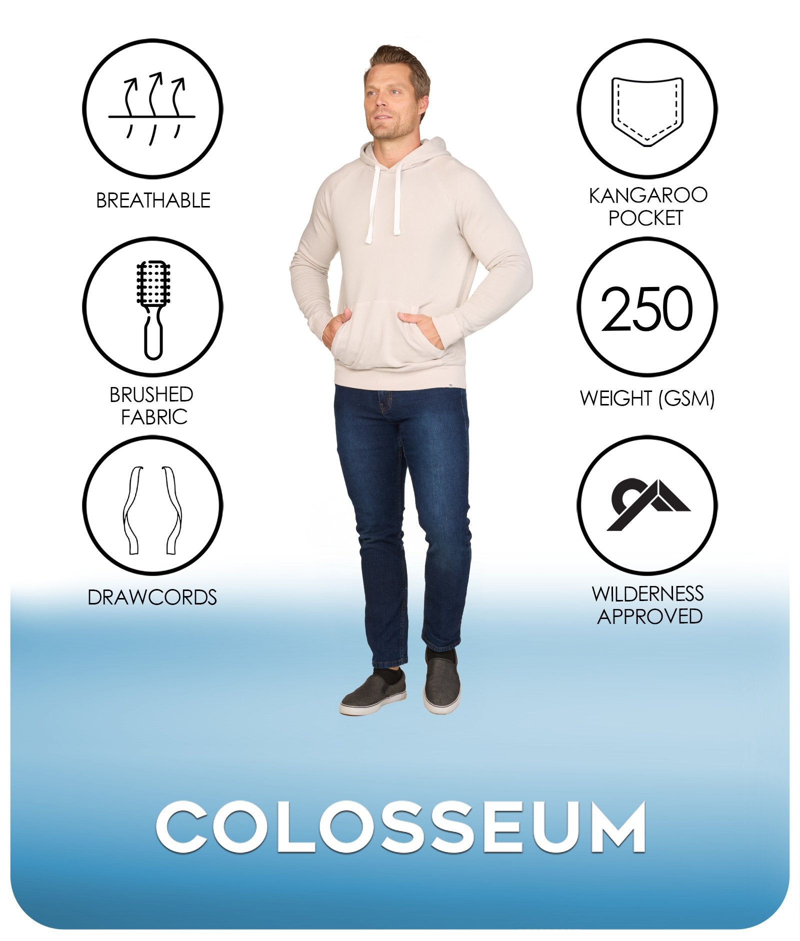 Men's Ash Grey Summit Pullover Fleece Hoodie Features