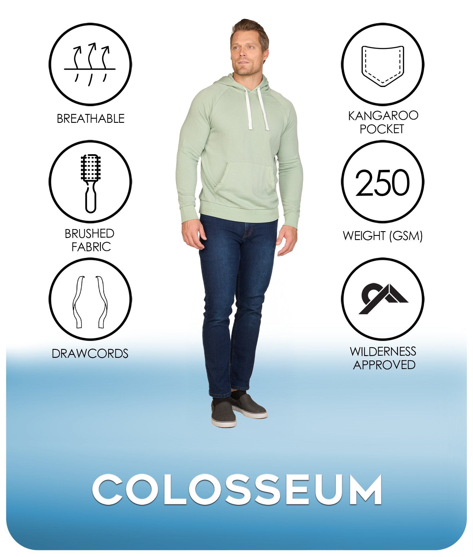 Men's Iceberg Green Summit Pullover Fleece Hoodie Features