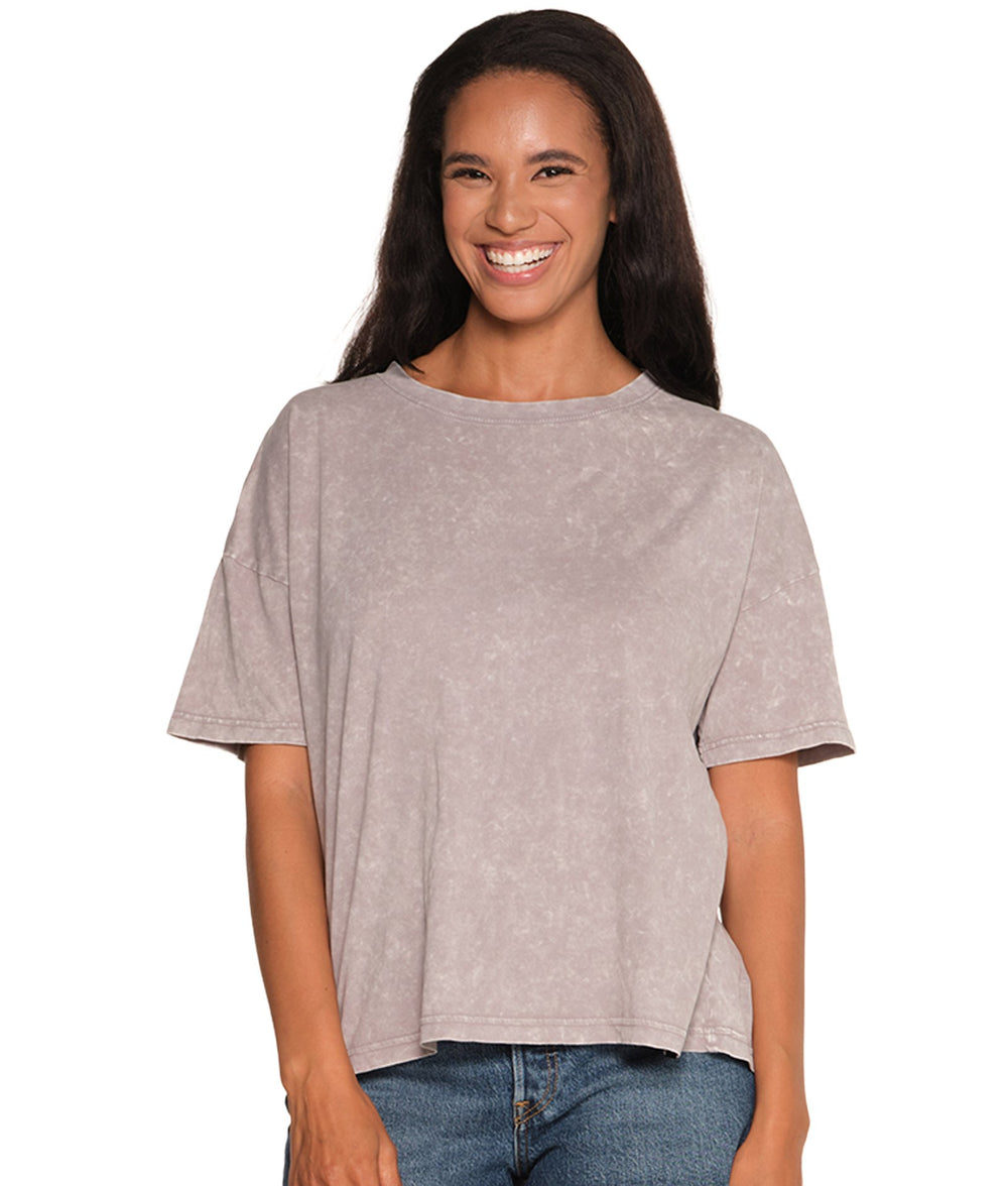 Women's Ash Grey Tayla Snow Wash Boyfriend Tee