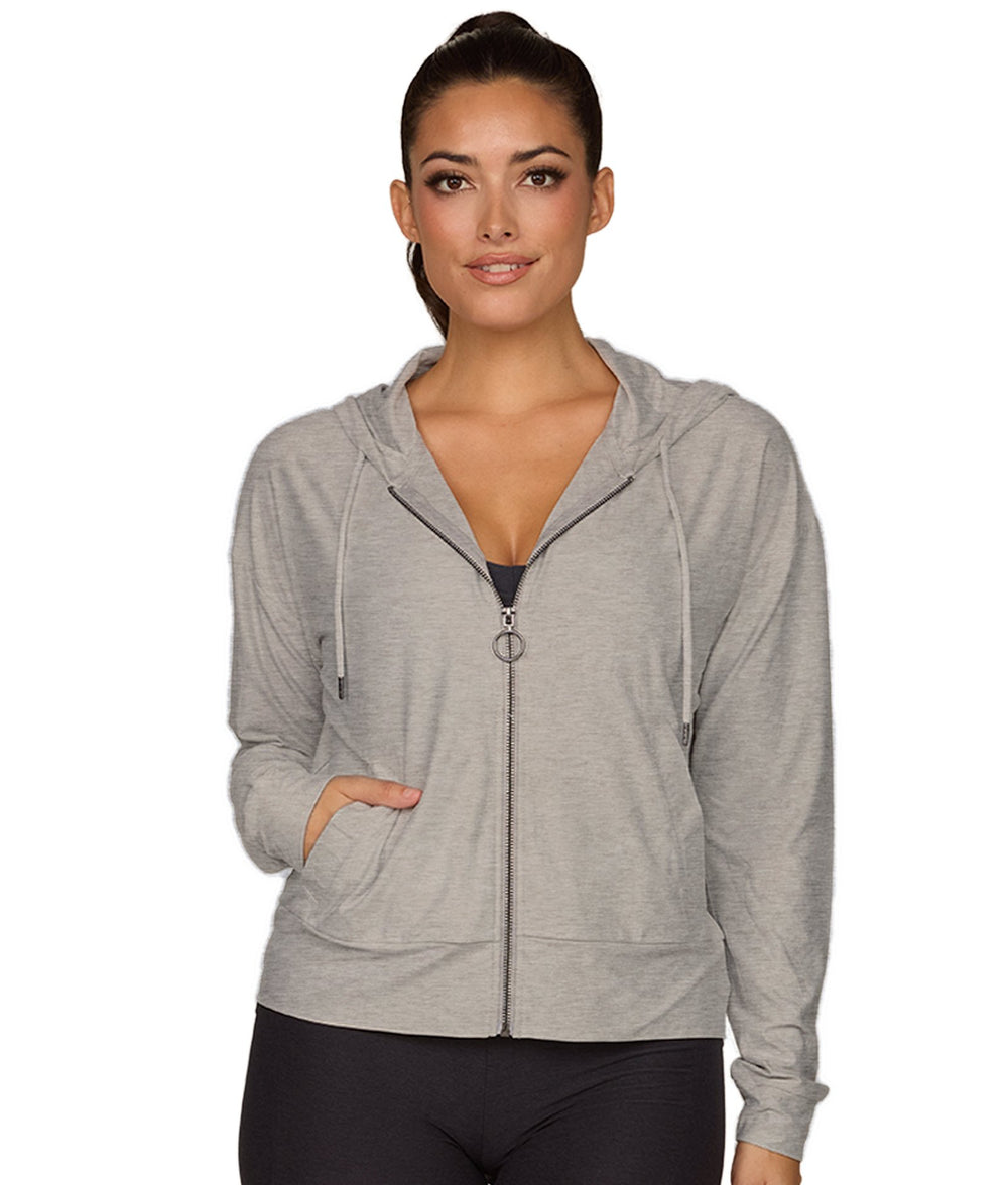 Women's Heather Grey Toby Full Zip Hoodie