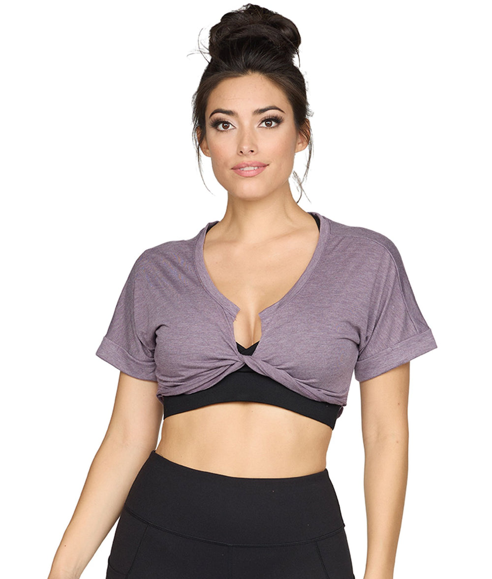 Women's Black Cherry Zuri Twist Crop Tee