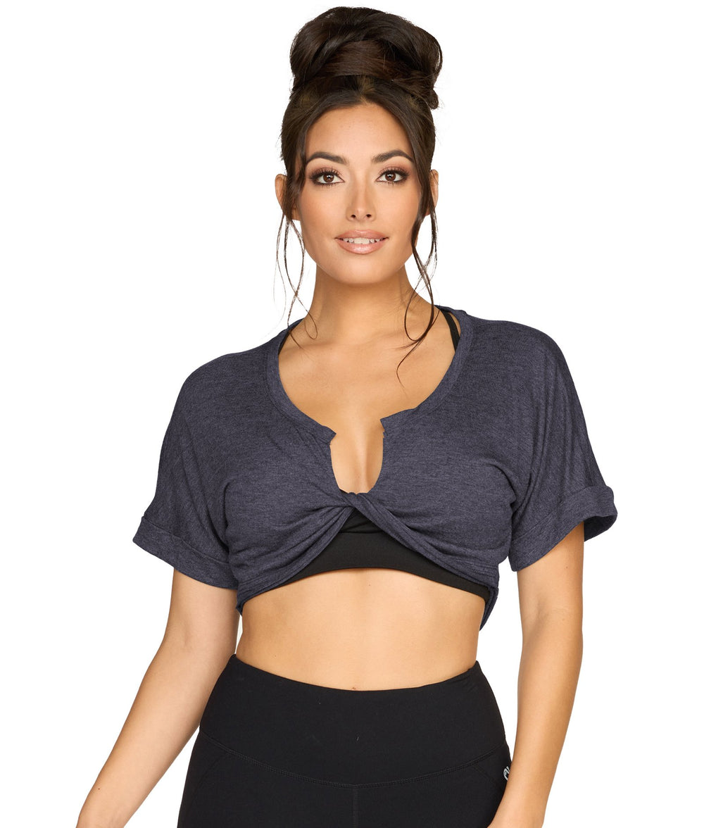Women's Evening Blue Zuri Twist Crop Tee
