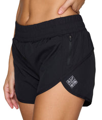 Women's Black Aflame Recycled Running Short with Liner and Pockets