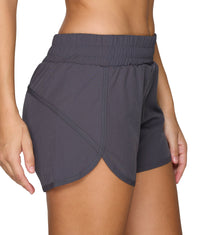Women's Charcoal Aflame Recycled Running Short with Liner and Pockets