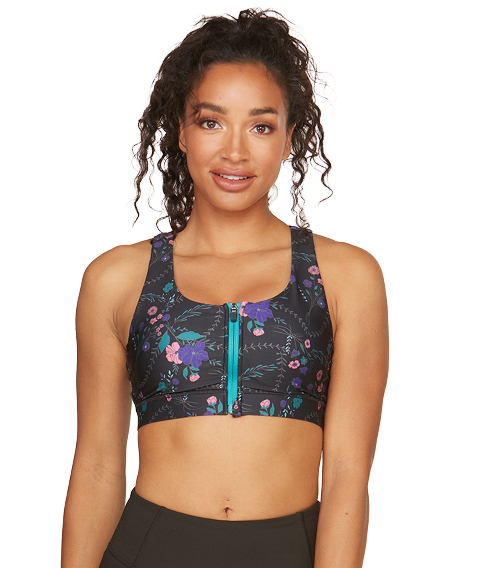 Women's Flowers and Vines Aloft Recycled Zip Front Pocket Bra