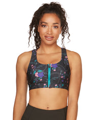 Women's Flowers and Vines Aloft Recycled Zip Front Pocket Bra