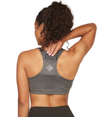 Women's Heather Charcoal Aloft Recycled Zip Front Pocket Bra