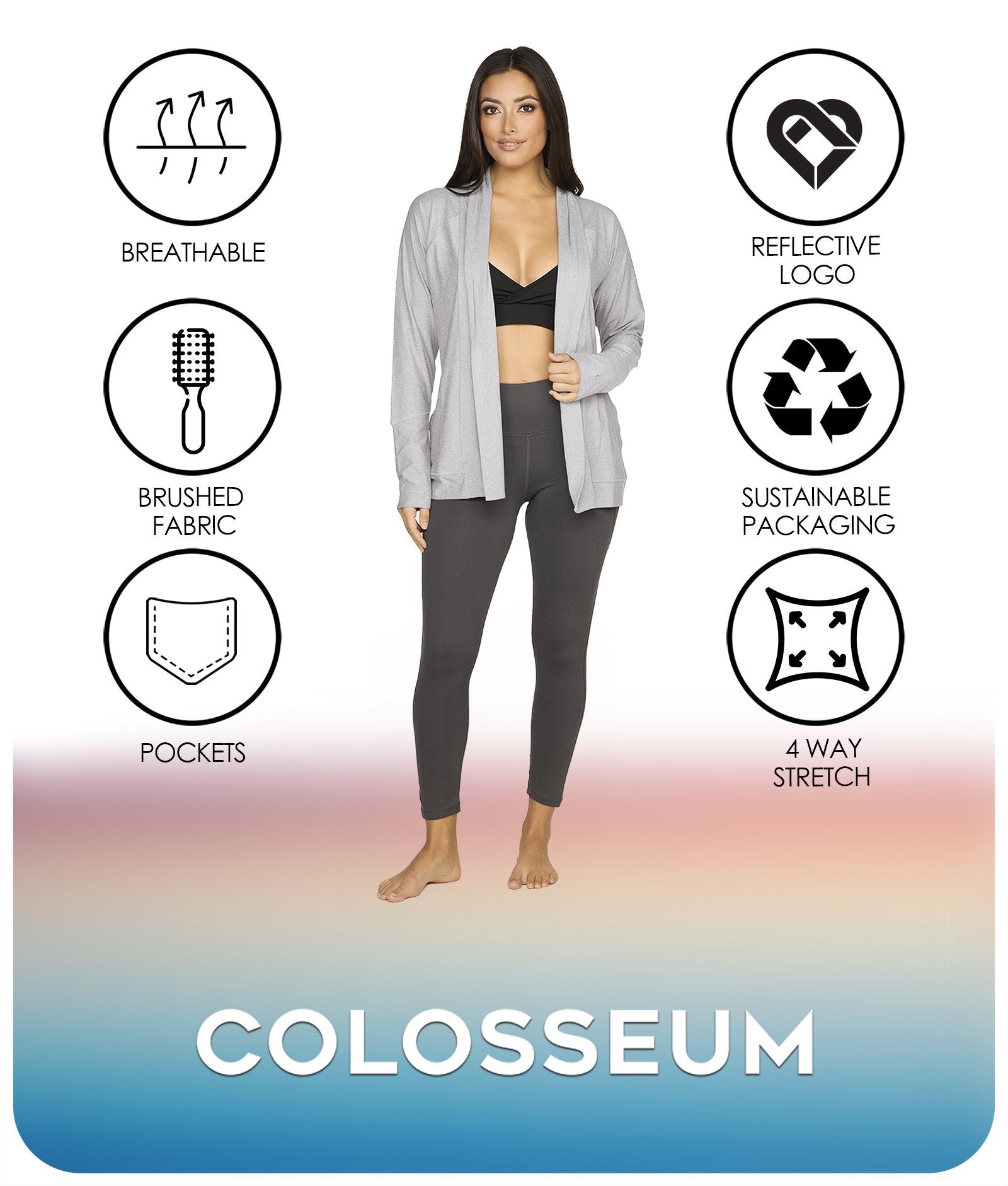 Women's Ash Grey Amari Cardigan Features