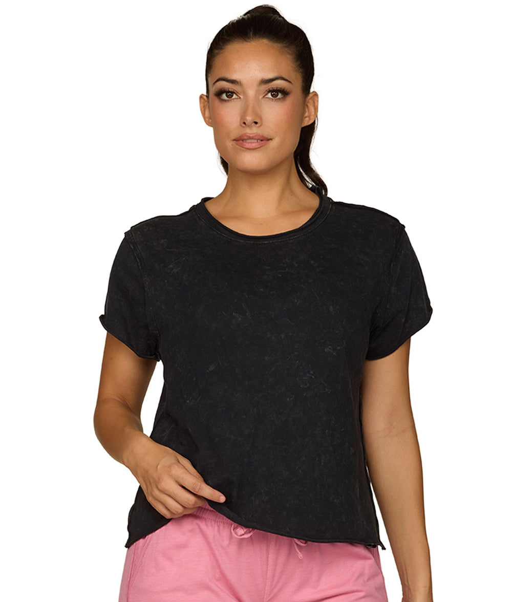 Women's Black Anya Snow Wash Short Sleeve Tee